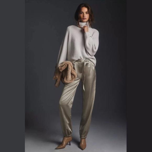 Maeve by Anthropologie Champagne Satin Jogger Pants - Picture 2 of 13